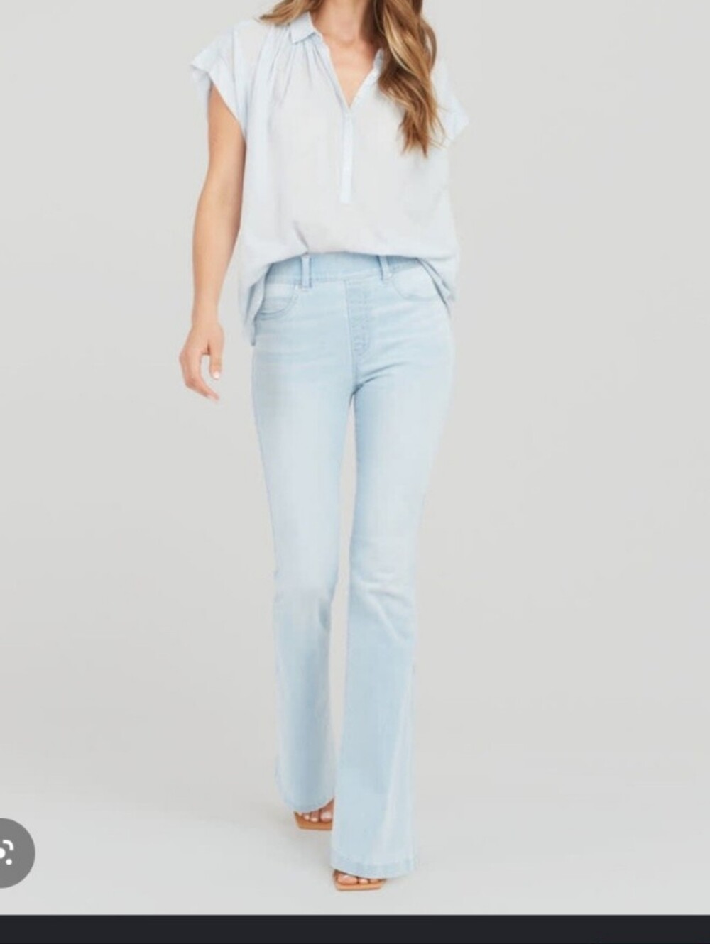 Spanx Flare Pull On Jeans Retro Light Blue